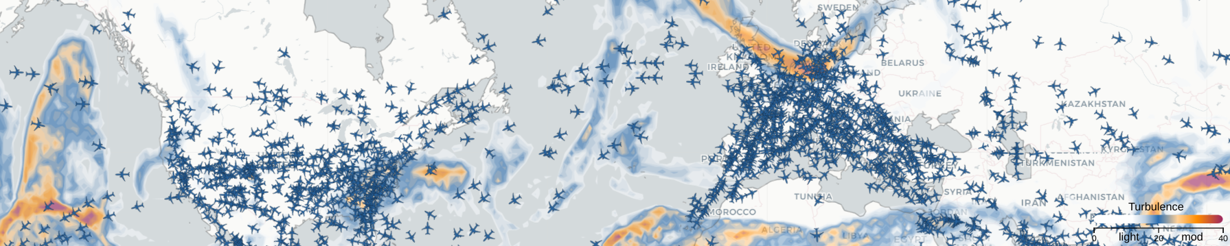 live flight tracking map with turbulence overlay